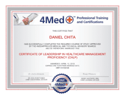 CATS IT Technician, Daniel Chita, HIPAA and Cybersecurity Compliant 2 Certificate of Leadership in Healthcare Management Proficiency