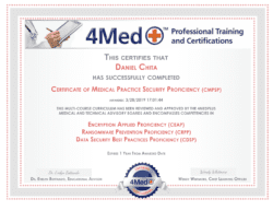 CATS IT Technician, Daniel Chita, HIPAA and Cybersecurity Compliant 7 Certificate of Medical Practice Security Proficiency